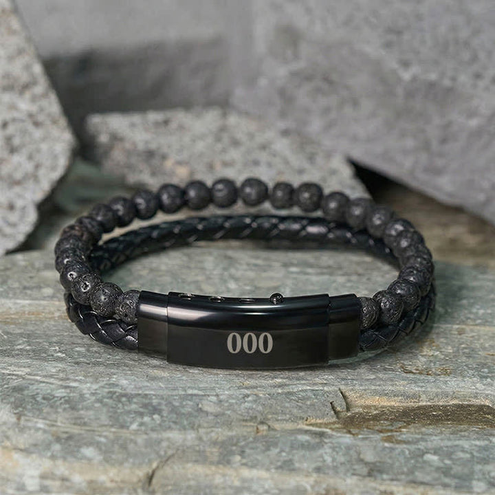 Buddha Stones 溶岩石エンジェルナンバーダブルラップレザーブレスレット - image 5