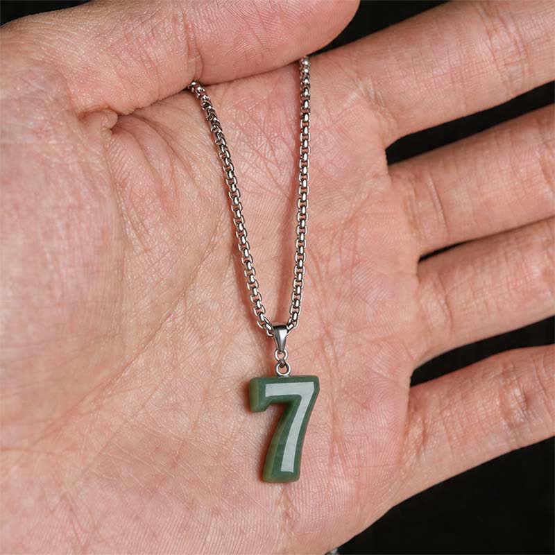 Buddha Stones 天然の0～9のエンジェルナンバージェイドチタン鋼チェーン豊かさネックレスペンダント - image 33