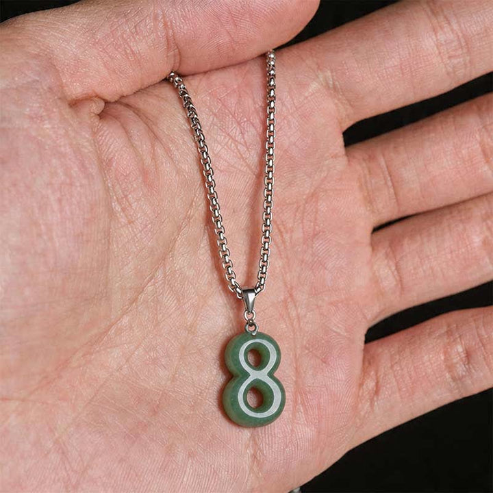 Buddha Stones 天然の0～9のエンジェルナンバージェイドチタン鋼チェーン豊かさネックレスペンダント - image 37