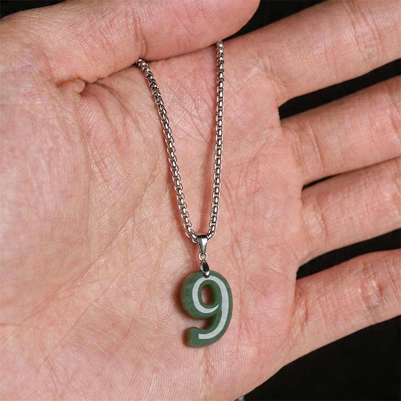 Buddha Stones 天然の0～9のエンジェルナンバージェイドチタン鋼チェーン豊かさネックレスペンダント - image 41