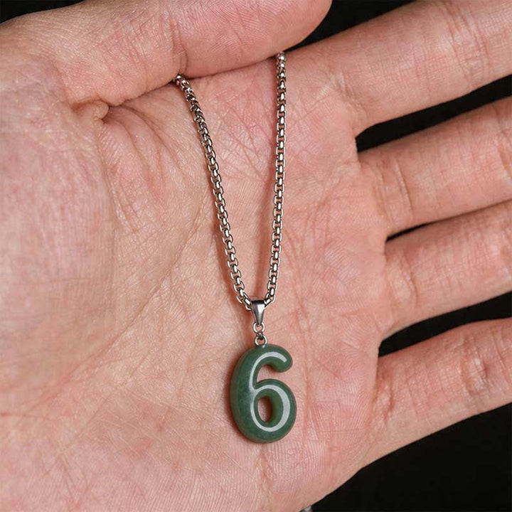Buddha Stones 天然の0～9のエンジェルナンバージェイドチタン鋼チェーン豊かさネックレスペンダント - image 29