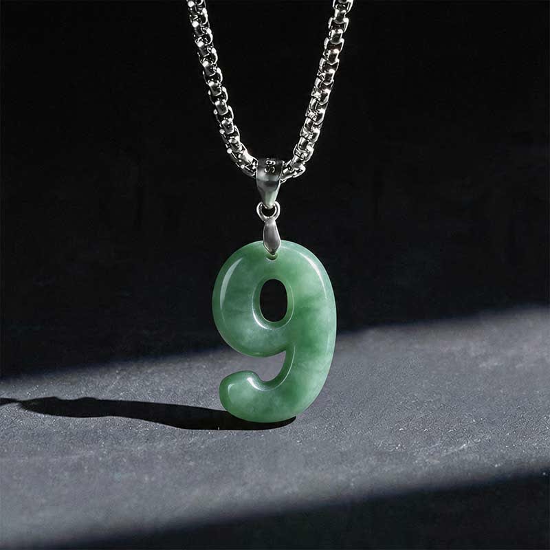 Buddha Stones 天然の0～9のエンジェルナンバージェイドチタン鋼チェーン豊かさネックレスペンダント - 9 - image 38