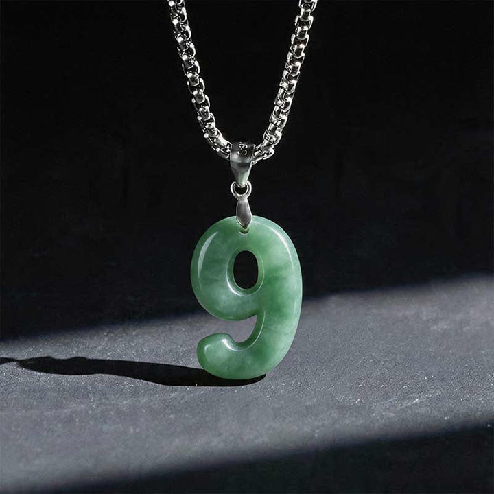 Buddha Stones 天然の0～9のエンジェルナンバージェイドチタン鋼チェーン豊かさネックレスペンダント - 9 - image 38
