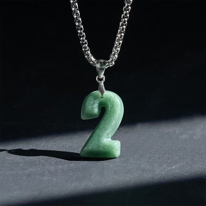 Buddha Stones 天然の0～9のエンジェルナンバージェイドチタン鋼チェーン豊かさネックレスペンダント - 2 - image 8