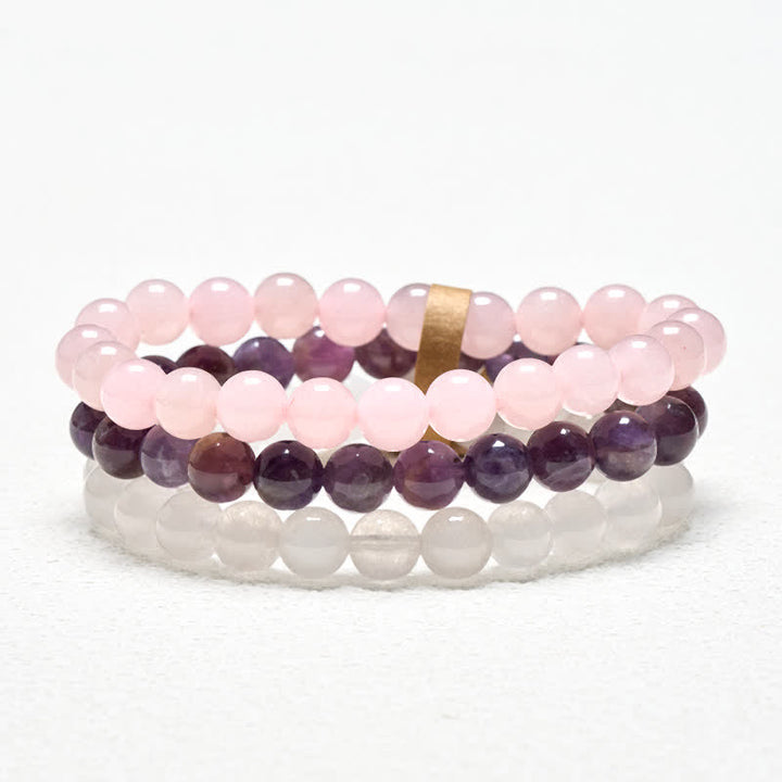 Buddha Stones アメジストとローズクォーツのクリスタルを使ったスピリチュアルな気づきのブレスレット - image 4