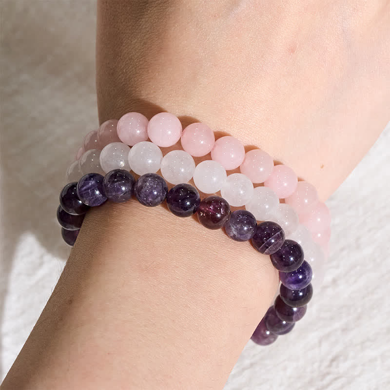 Buddha Stones アメジストとローズクォーツのクリスタルを使ったスピリチュアルな気づきのブレスレット - image 7