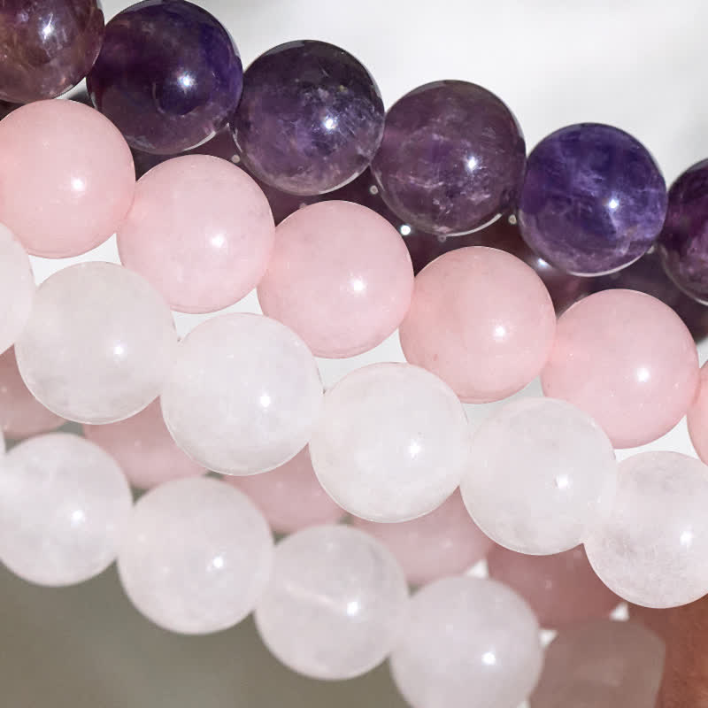 Buddha Stones アメジストとローズクォーツのクリスタルを使ったスピリチュアルな気づきのブレスレット - image 8