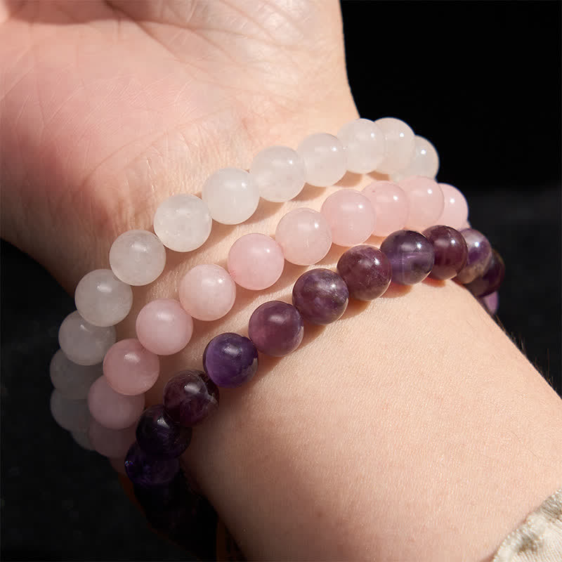 Buddha Stones アメジストとローズクォーツのクリスタルを使ったスピリチュアルな気づきのブレスレット - image 2