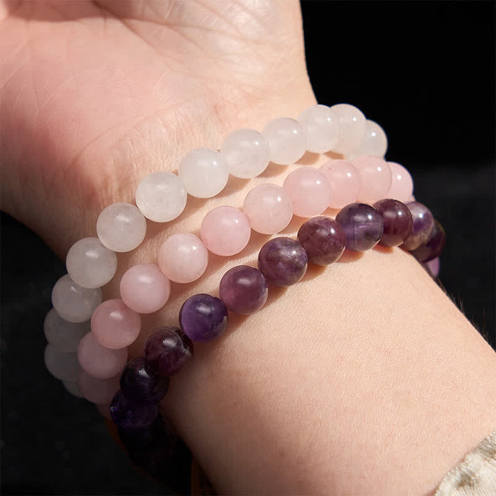 Buddha Stones アメジストとローズクォーツのクリスタルを使ったスピリチュアルな気づきのブレスレット - image 2