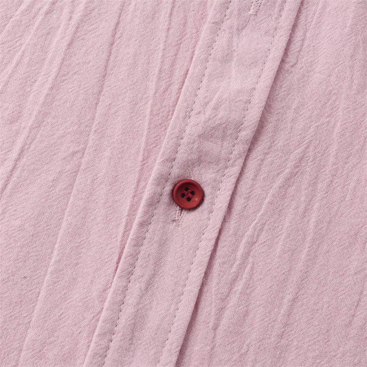 Buddha Stones 夏物カジュアル無地ボタン付きメンズ半袖シャツ（装飾ポケット付き） - image 48