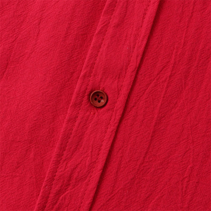 Buddha Stones 夏物カジュアル無地ボタン付きメンズ半袖シャツ（装飾ポケット付き） - image 76