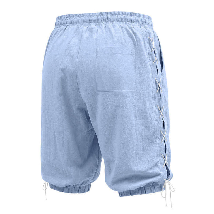 Buddha Stonesサマーカジュアル ドローストリング サイドスリット 無地 バミューダショーツ メンズ ストレートレッグパンツ ポケット付き - image 18