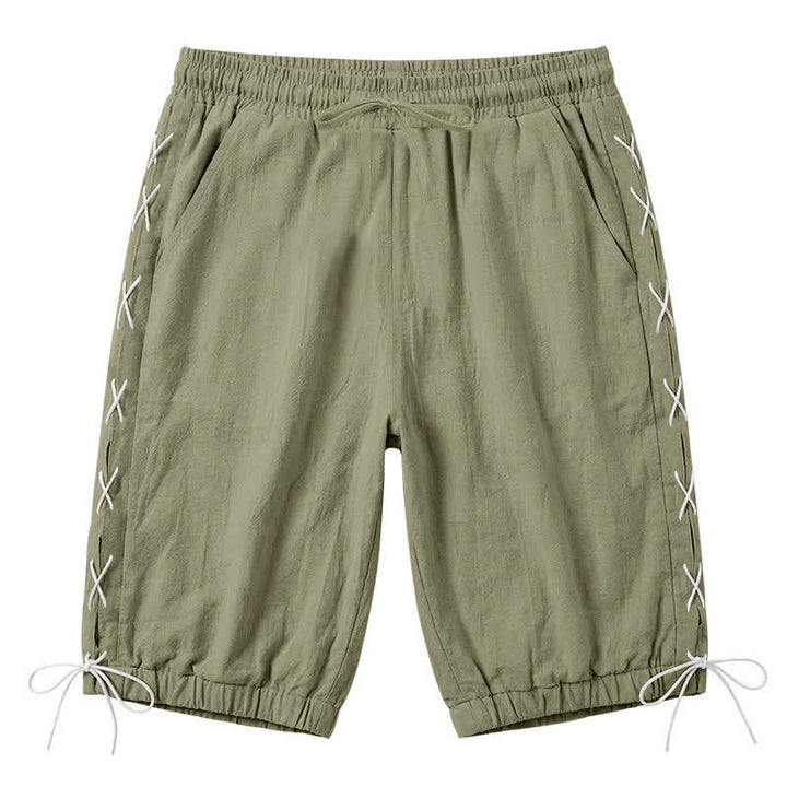 Buddha Stonesサマーカジュアル ドローストリング サイドスリット 無地 バミューダショーツ メンズ ストレートレッグパンツ ポケット付き - オリーブドラブ - US/UK/AU44、 EU54 (3XL) - image 25