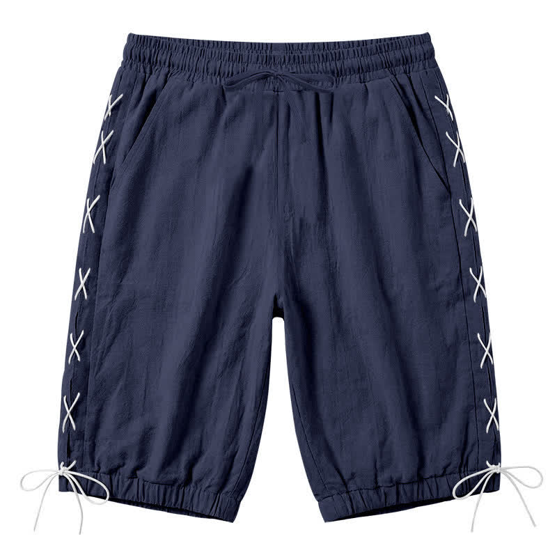 Buddha Stonesサマーカジュアル ドローストリング サイドスリット 無地 バミューダショーツ メンズ ストレートレッグパンツ ポケット付き - ミッドナイトブルー - US/UK/AU44、 EU54 (3XL) - image 43