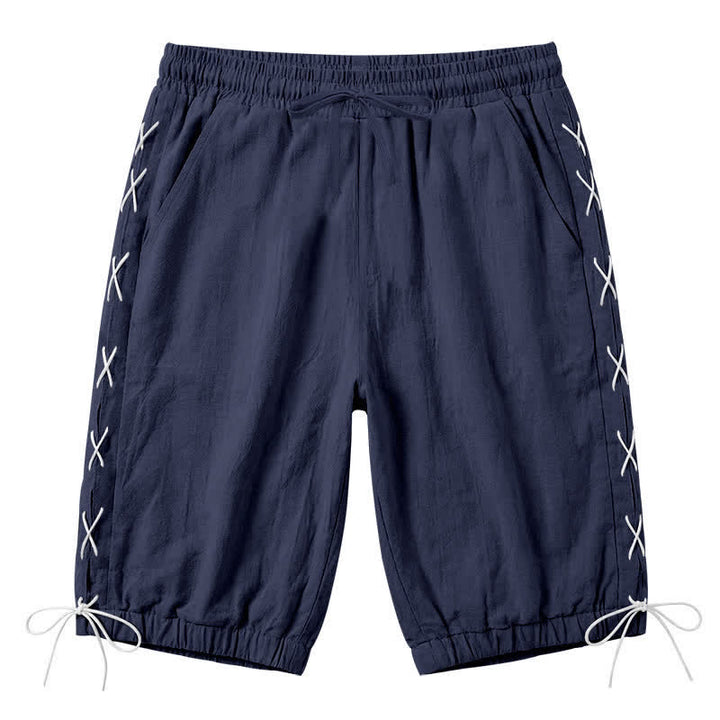 Buddha Stonesサマーカジュアル ドローストリング サイドスリット 無地 バミューダショーツ メンズ ストレートレッグパンツ ポケット付き - ミッドナイトブルー - US/UK/AU44、 EU54 (3XL) - image 43