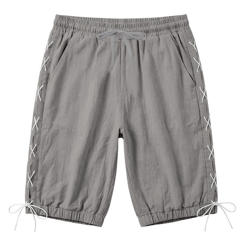 Buddha Stonesサマーカジュアル ドローストリング サイドスリット 無地 バミューダショーツ メンズ ストレートレッグパンツ ポケット付き - グレー - US/UK/AU44、 EU54 (3XL) - image 35