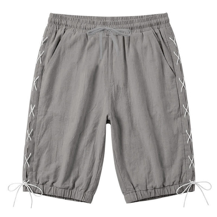 Buddha Stonesサマーカジュアル ドローストリング サイドスリット 無地 バミューダショーツ メンズ ストレートレッグパンツ ポケット付き - グレー - US/UK/AU44、 EU54 (3XL) - image 35