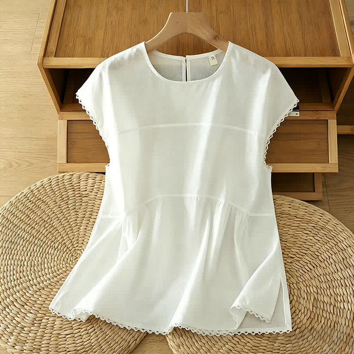 Buddha Stones 夏物カジュアル無地クルーネックキャップスリーブTシャツタンクトップ - image 15