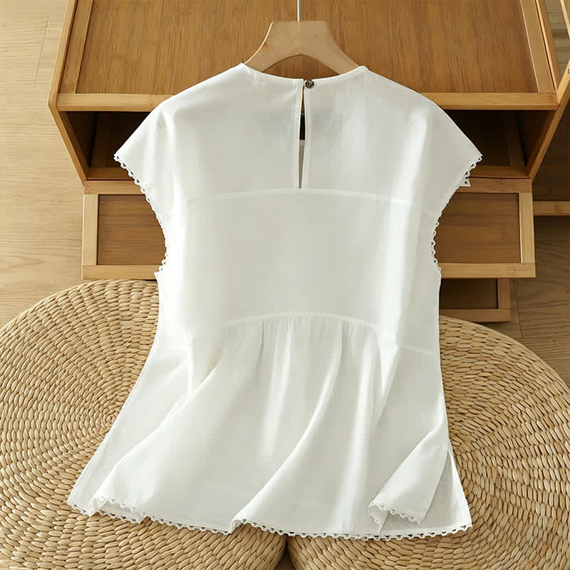 Buddha Stones 夏物カジュアル無地クルーネックキャップスリーブTシャツタンクトップ - image 16