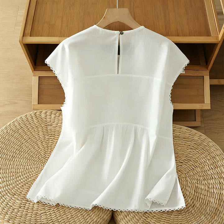 Buddha Stones 夏物カジュアル無地クルーネックキャップスリーブTシャツタンクトップ - image 16