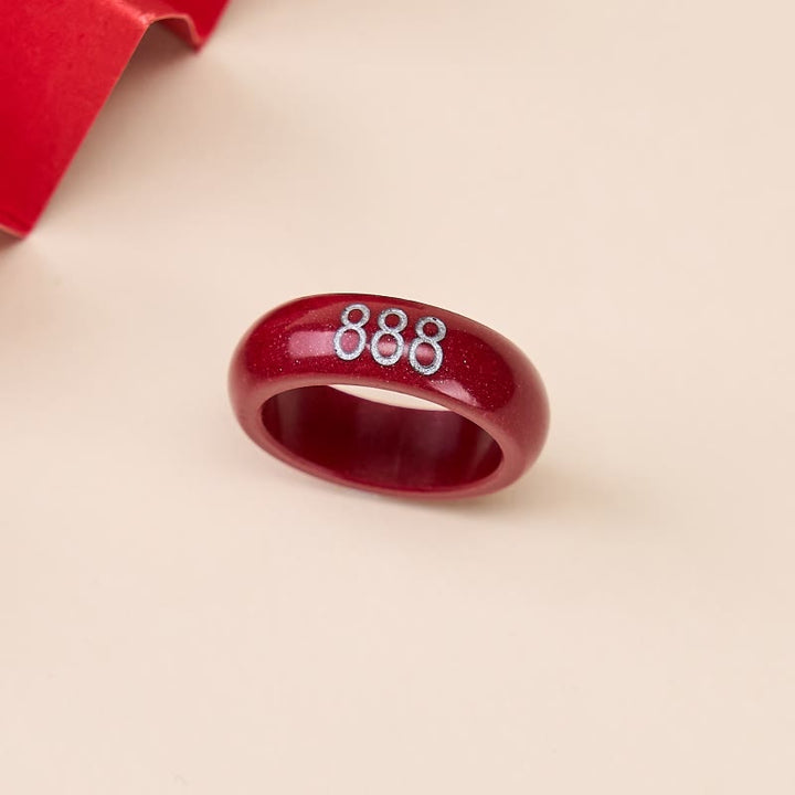 Buddha Stones 辰砂の丸型彫刻入りエンジェルナンバー444、エンジェルナンバー888の良縁祈願リング - image 9