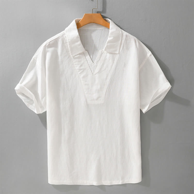 Buddha Stones 夏物カジュアルミニマリスト無地メンズシャツ - 白 - US/UK/AU42、 EU52 (3XL) - image 9