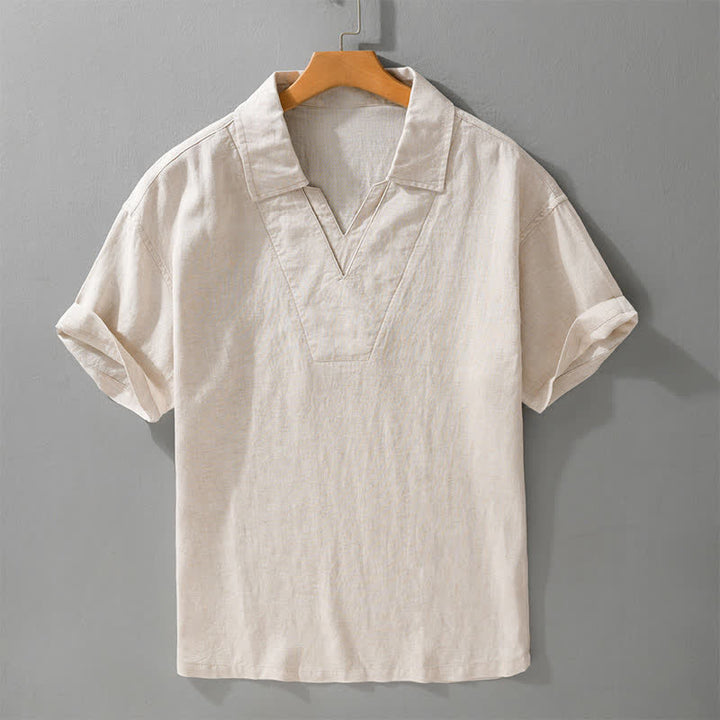 Buddha Stones 夏物カジュアルミニマリスト無地メンズシャツ - リネン - US/UK/AU42、 EU52 (3XL) - image 0