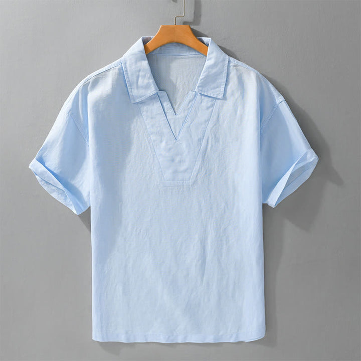 Buddha Stones 夏物カジュアルミニマリスト無地メンズシャツ - 水色 - US/UK/AU42、 EU52 (3XL) - image 3