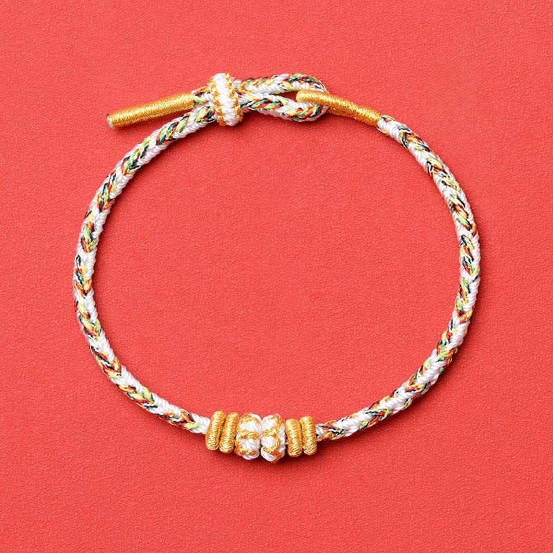 Buddha Stones 白い編み込みロープのオーム・マニ・パドメ・フムの知恵のブレスレット - image 6