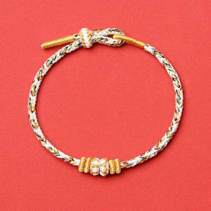 Buddha Stones 白い編み込みロープのオーム・マニ・パドメ・フムの知恵のブレスレット - image 6
