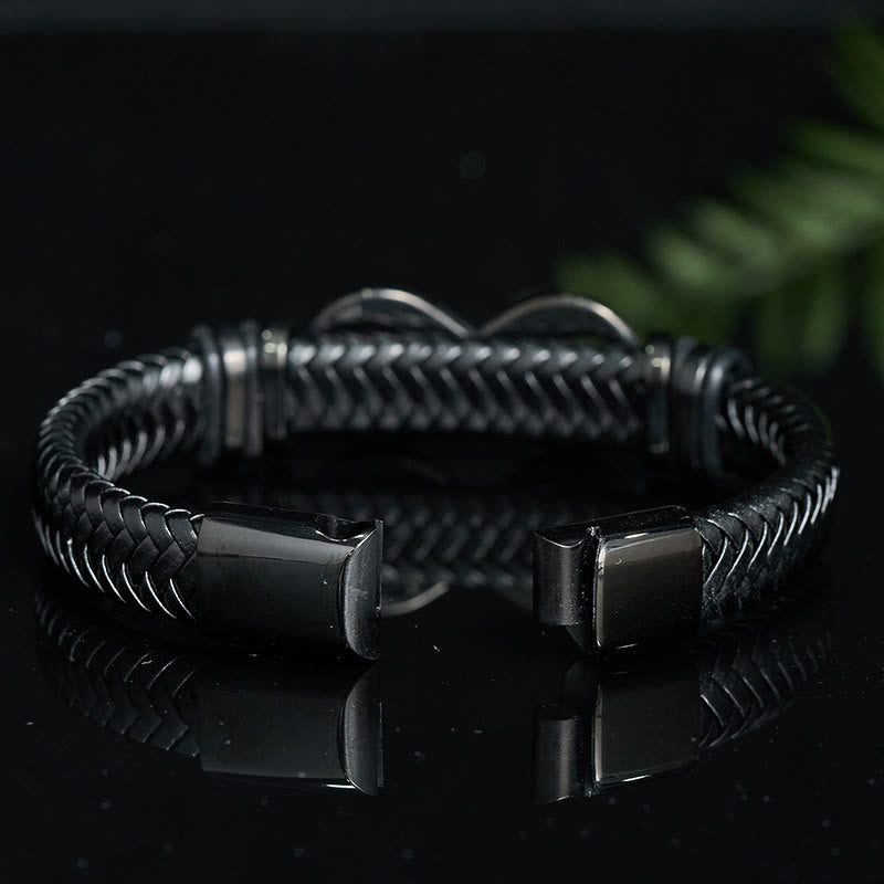 Buddha Stones インフィニティデザイン 444 エンジェルナンバー 888 エンジェルナンバー チタン鋼 レザー強化ブレスレット - image 2