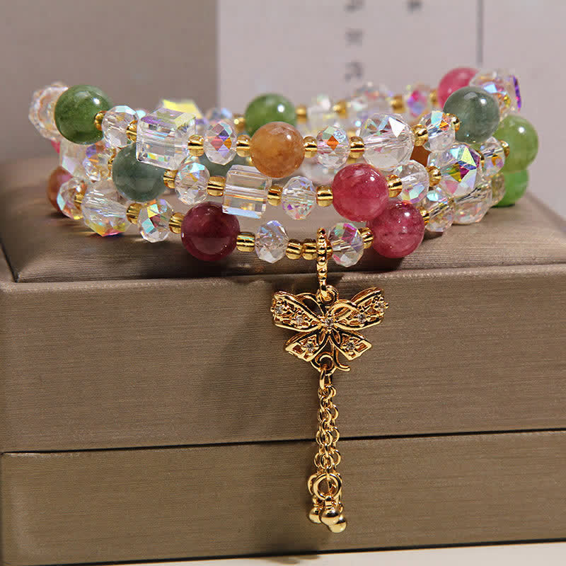 Buddha Stones トルマリンの蝶のペンダントが変形する3層ファセットブレスレット - image 3
