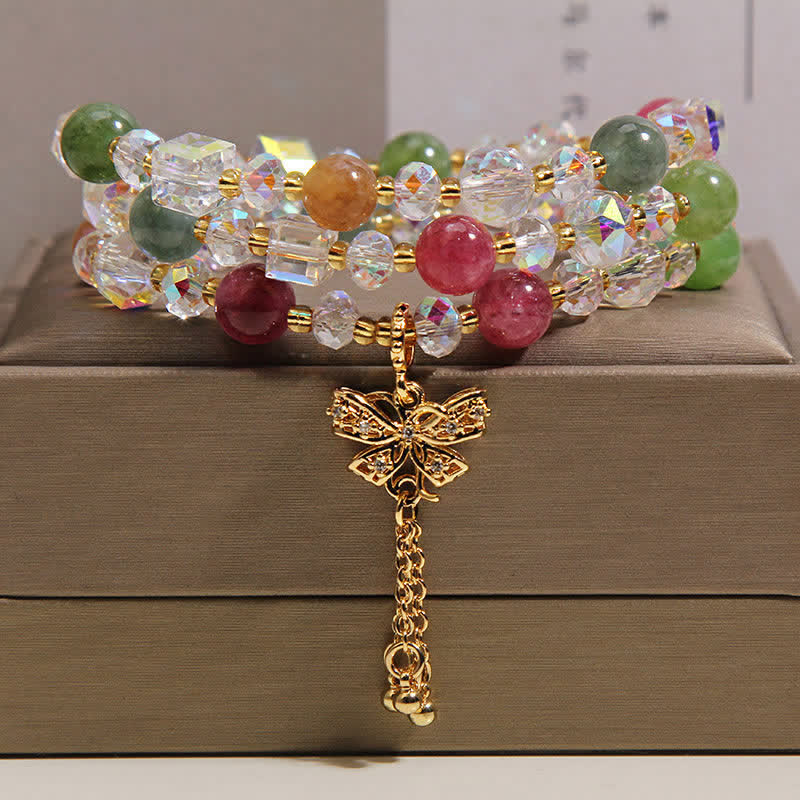 Buddha Stones トルマリンの蝶のペンダントが変形する3層ファセットブレスレット - トルマリン（保護♥癒し） - image 0
