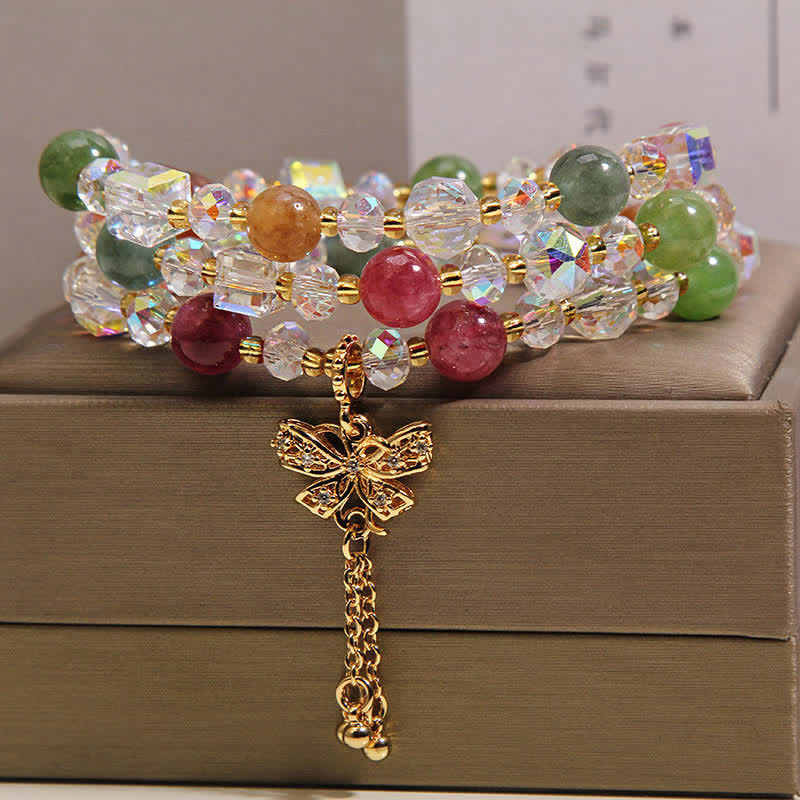 Buddha Stones トルマリンの蝶のペンダントが変形する3層ファセットブレスレット - image 2
