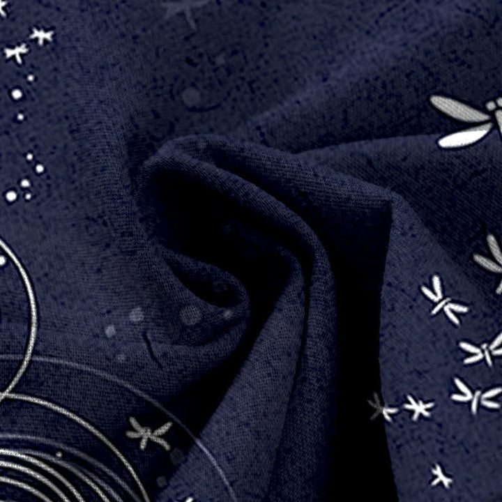 Buddha Stones コットンリネン トンボ柄 リップルパターン レディース ゴムウエスト ワイドレッグパンツ ポケット付き - image 11