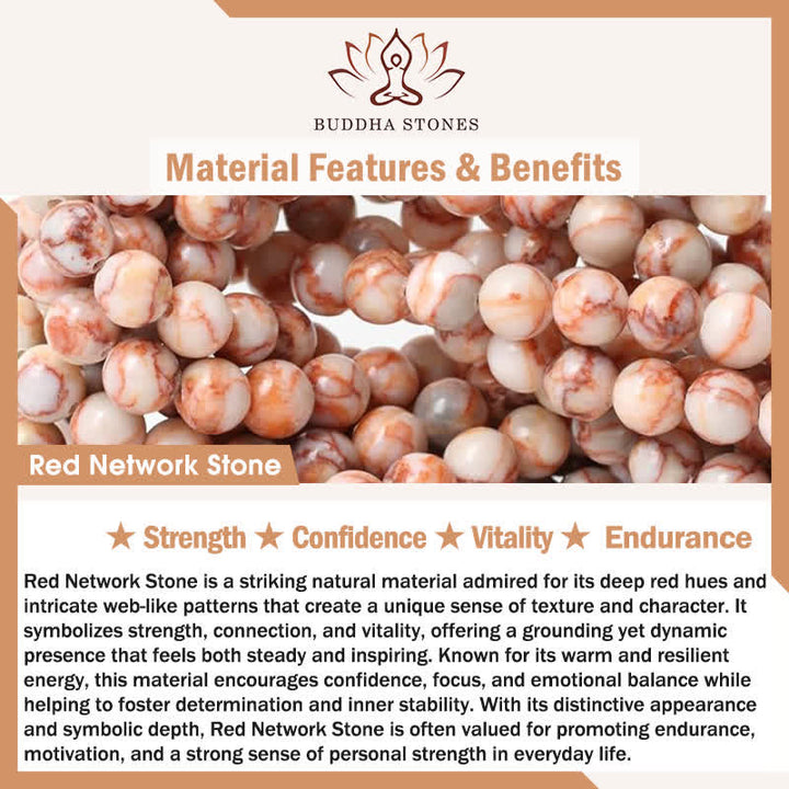 Buddha Stones レッドネットワークストーン タイガーアイ バレルビーズ 自信ブレスレット - image 5