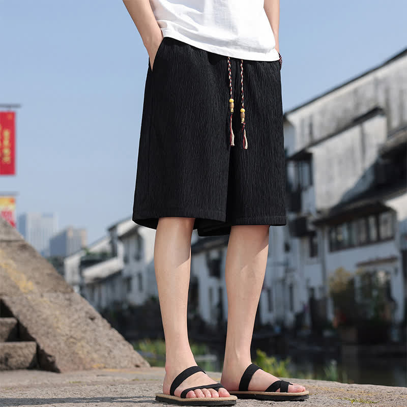 Buddha Stonesサマーカジュアル ドローストリング 無地 バミューダショーツ メンズ ポケット付き - image 11