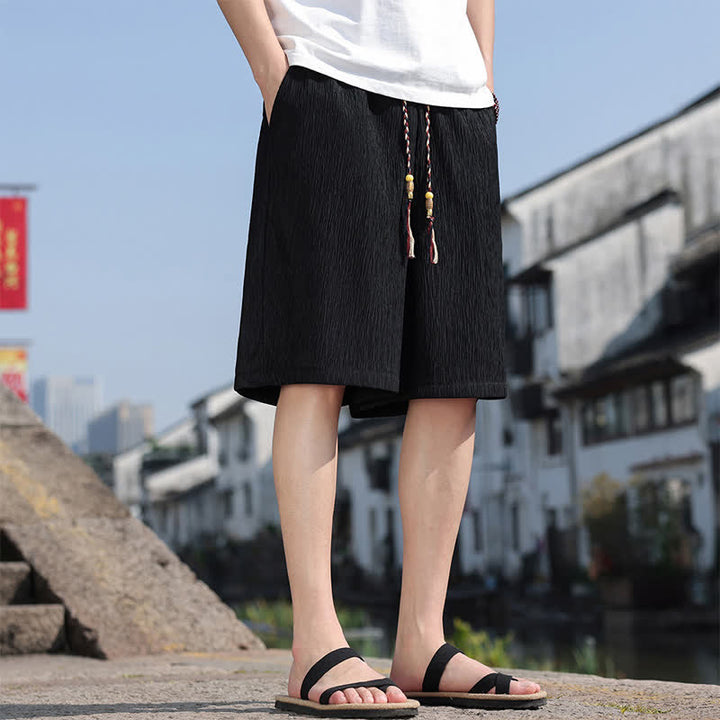 Buddha Stonesサマーカジュアル ドローストリング 無地 バミューダショーツ メンズ ポケット付き - image 11