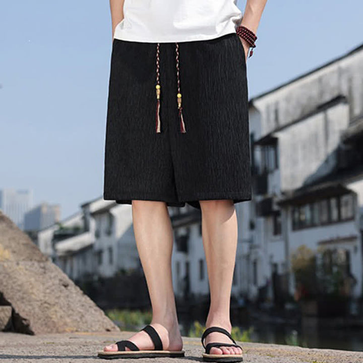 Buddha Stonesサマーカジュアル ドローストリング 無地 バミューダショーツ メンズ ポケット付き - image 13