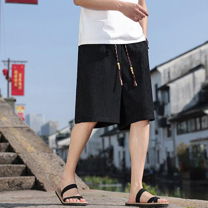 Buddha Stonesサマーカジュアル ドローストリング 無地 バミューダショーツ メンズ ポケット付き - image 10