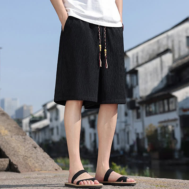 Buddha Stonesサマーカジュアル ドローストリング 無地 バミューダショーツ メンズ ポケット付き - image 14