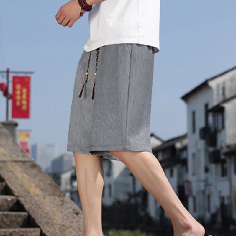 Buddha Stonesサマーカジュアル ドローストリング 無地 バミューダショーツ メンズ ポケット付き - image 20