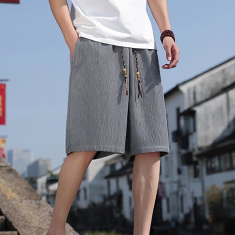 Buddha Stonesサマーカジュアル ドローストリング 無地 バミューダショーツ メンズ ポケット付き - image 21
