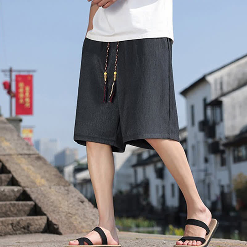 Buddha Stonesサマーカジュアル ドローストリング 無地 バミューダショーツ メンズ ポケット付き - image 31