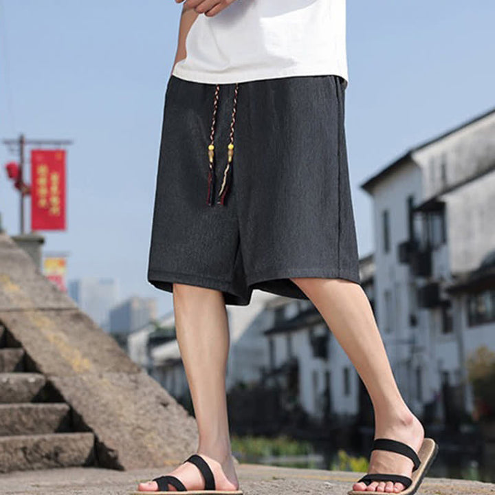 Buddha Stonesサマーカジュアル ドローストリング 無地 バミューダショーツ メンズ ポケット付き - image 31