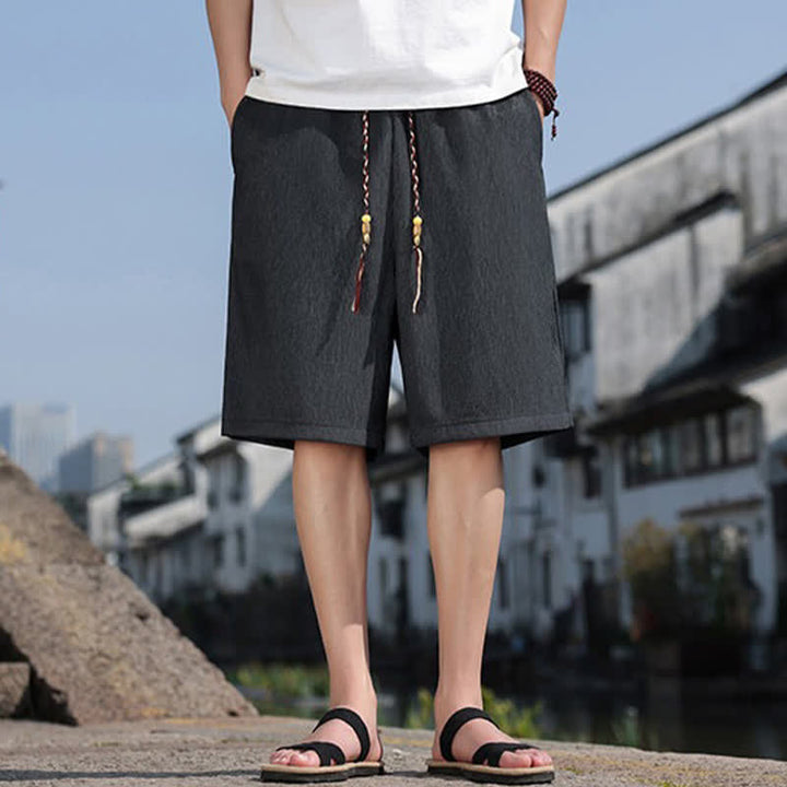Buddha Stonesサマーカジュアル ドローストリング 無地 バミューダショーツ メンズ ポケット付き - image 29