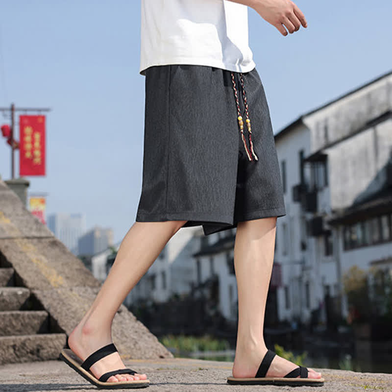 Buddha Stonesサマーカジュアル ドローストリング 無地 バミューダショーツ メンズ ポケット付き - image 35