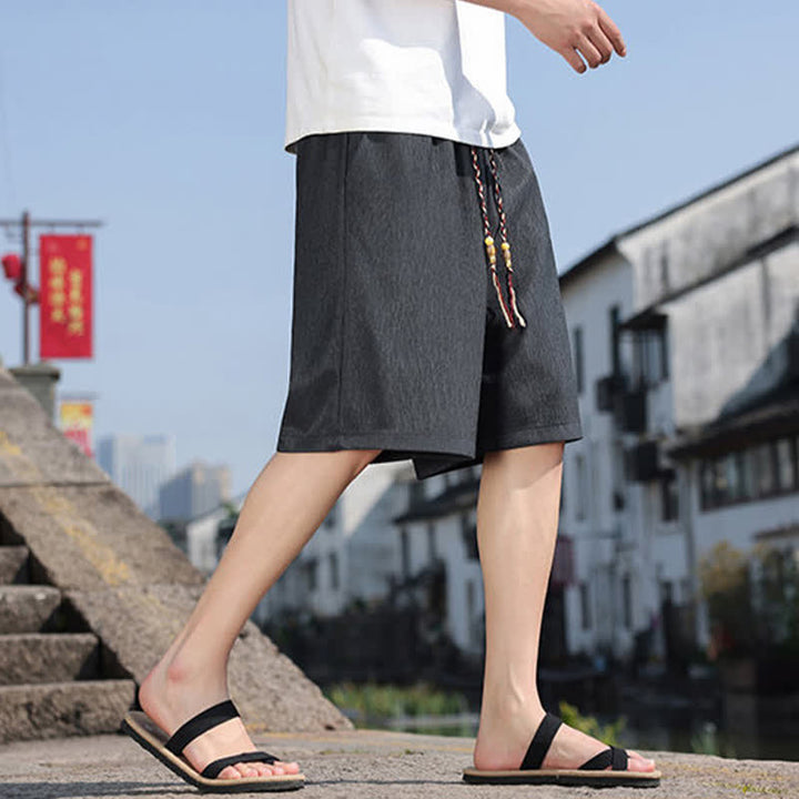 Buddha Stonesサマーカジュアル ドローストリング 無地 バミューダショーツ メンズ ポケット付き - image 35