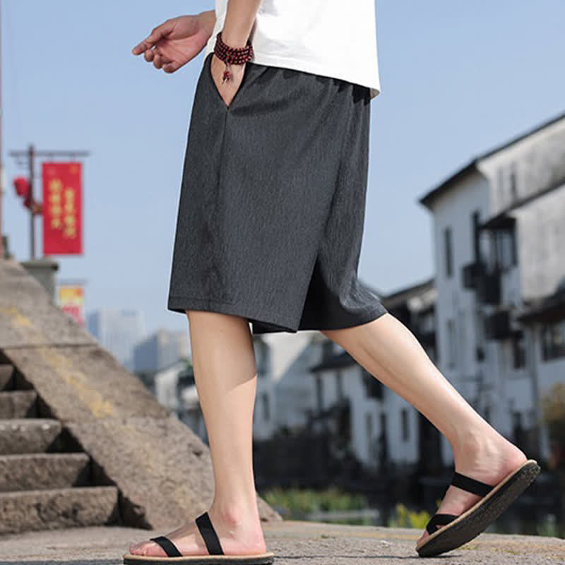 Buddha Stonesサマーカジュアル ドローストリング 無地 バミューダショーツ メンズ ポケット付き - image 34