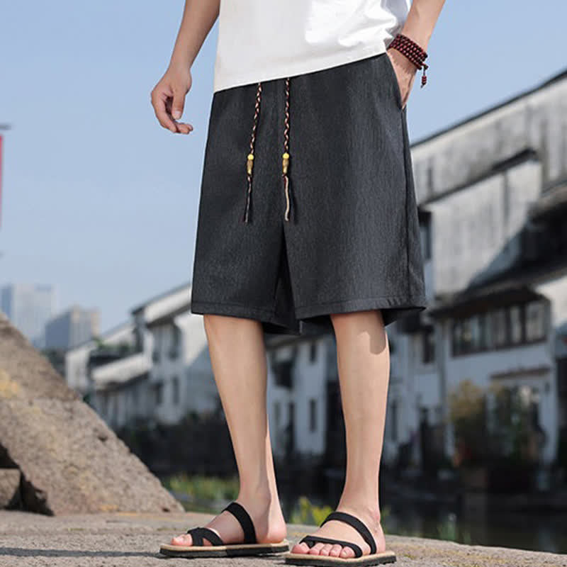 Buddha Stonesサマーカジュアル ドローストリング 無地 バミューダショーツ メンズ ポケット付き - image 32
